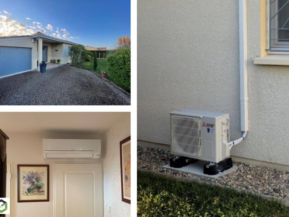 Groupe extérieur posé sur supports et unité murale installés par Qualiclim